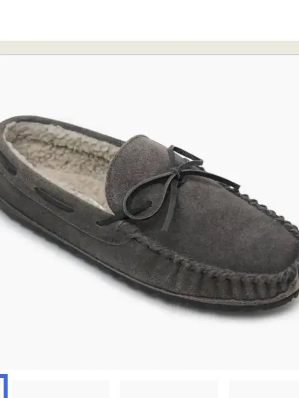NEW Minnetonka Men’s Casey Suede Moccasin Slippers Faux Shearling Lining Size 12